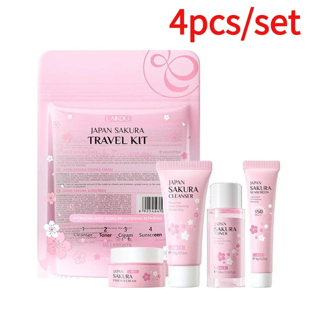 Sakura Skincare Set | Cleanser, Serum, Eye Cream & Travel Kit