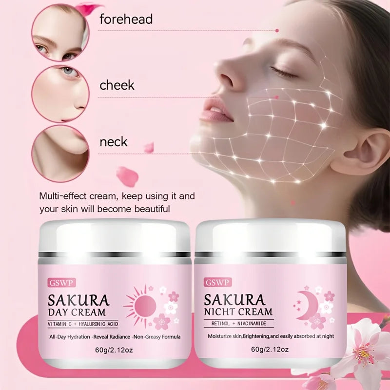Sakura Day & Night Moisturising Cream Set 120g | Anti-Ageing