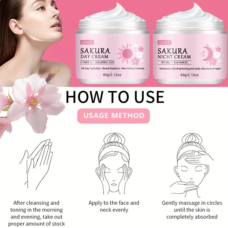 Sakura Day & Night Moisturising Cream Set 120g | Anti-Ageing