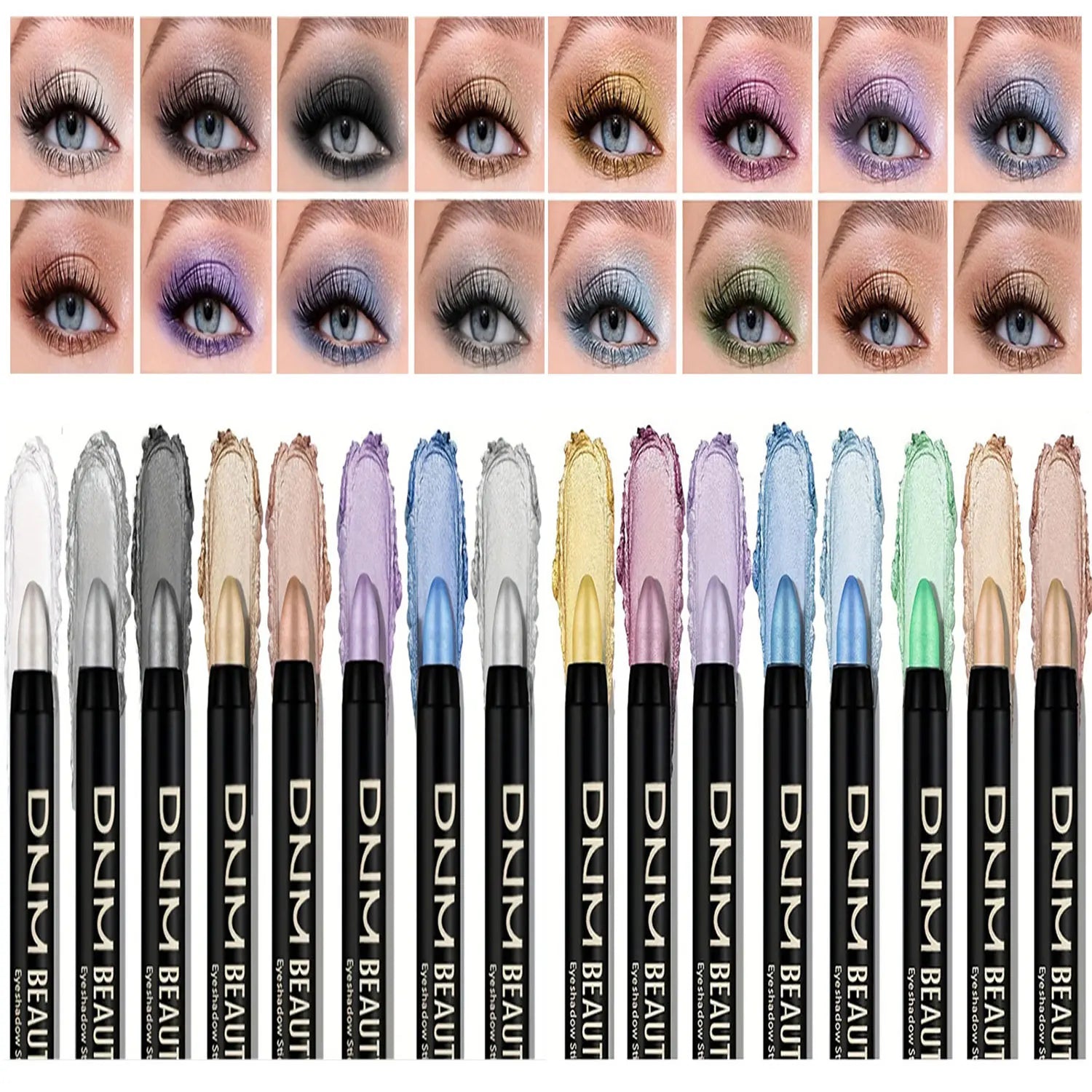 16 Colors Glitter Waterproof Eyeliner Set | Long-Lasting & Smudge-Proof