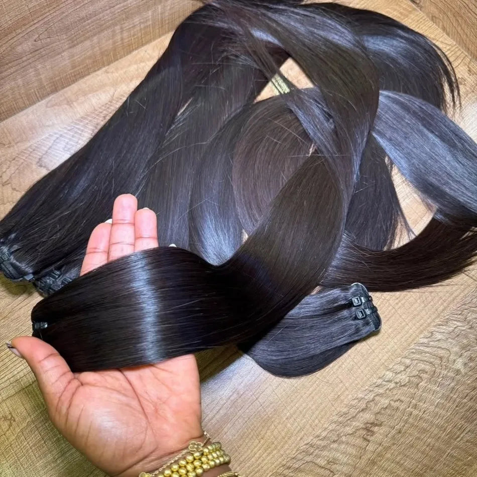 Straight Bundles Human Hair Extensions 3 4 Bundles Unprocessed Brazilian Hair 26 Inch Double Weft Weave Natural Black For Women
