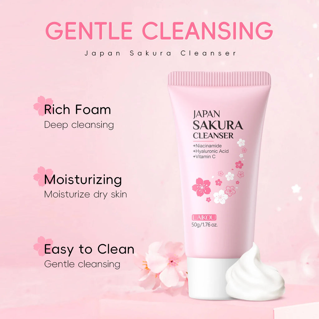Laikou Sakura Facial Cleanser - Deep Cleansing All Skin Types 50g