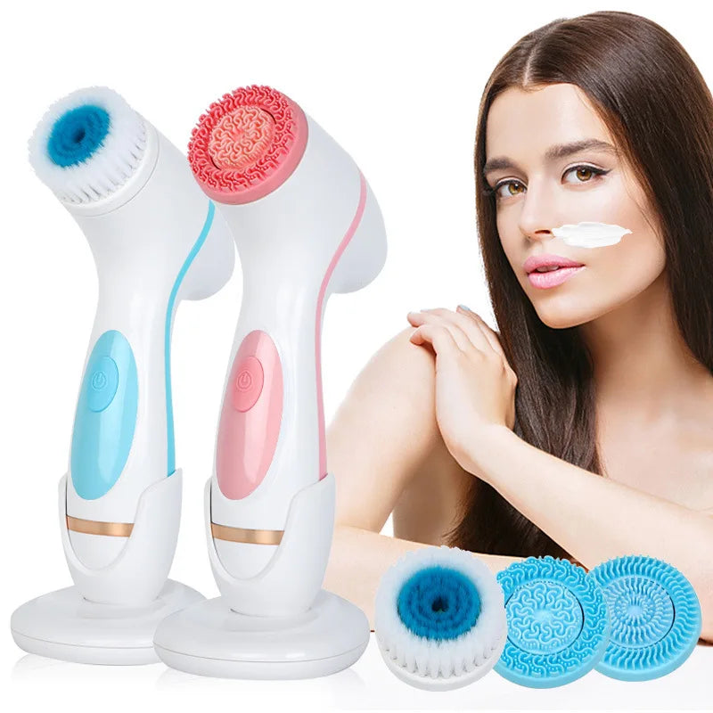 3-in-1 Electric Sonic Facial Cleansing Brush & Face Massager