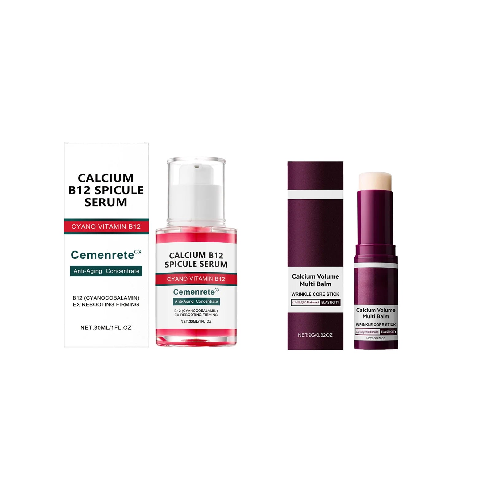 Calcium Anti-Aging Skincare Set | Serum, Eye Patches & Balm