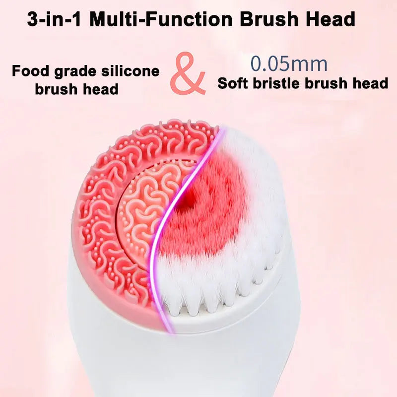 3-in-1 Electric Sonic Facial Cleansing Brush & Face Massager