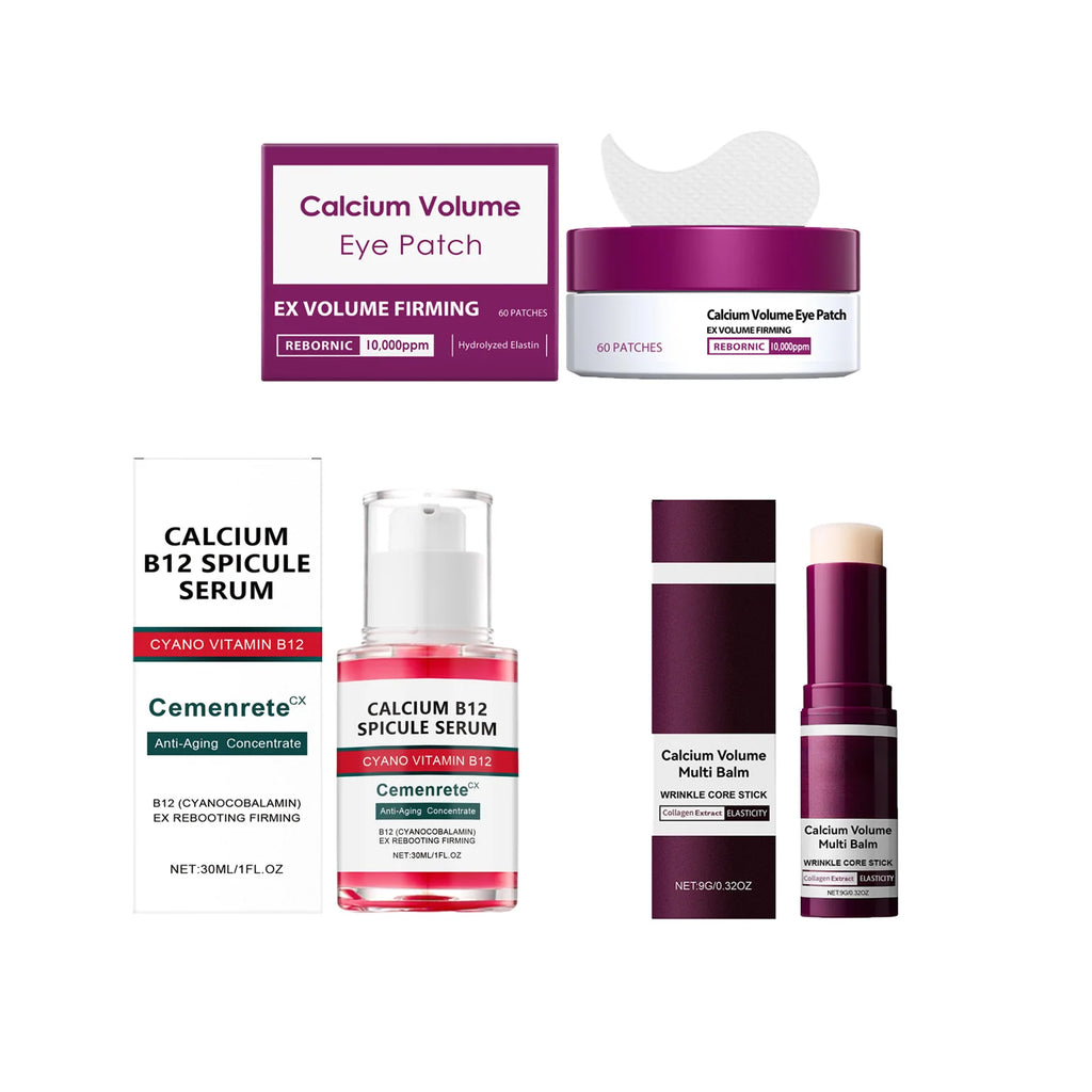 Calcium Anti-Aging Skincare Set | Serum, Eye Patches & Balm