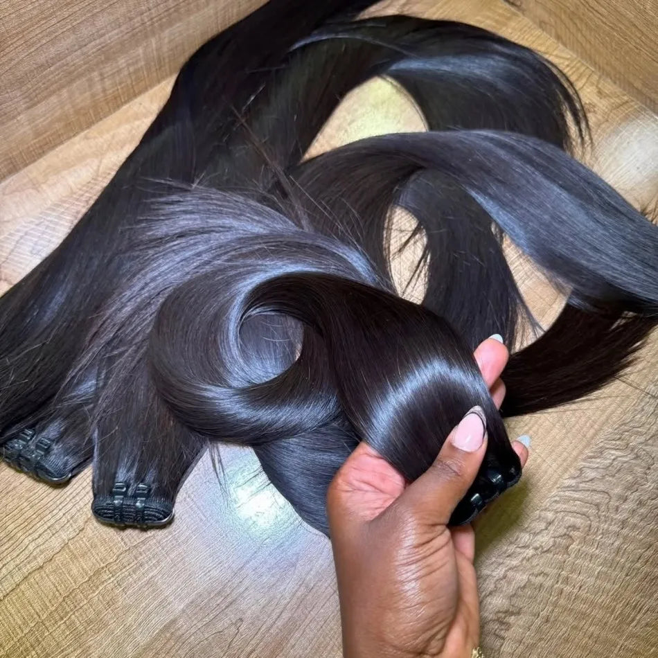Straight Bundles Human Hair Extensions 3 4 Bundles Unprocessed Brazilian Hair 26 Inch Double Weft Weave Natural Black For Women