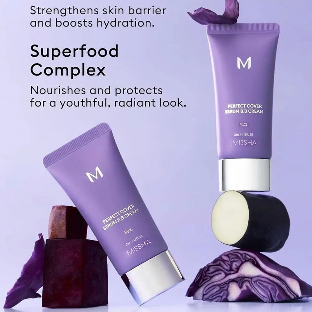 Korean MISSHA BB Cream Foundation Perfect Cover Concealer Waterproof Hyaluronic Acid Color Correcting Natural Snug Fit