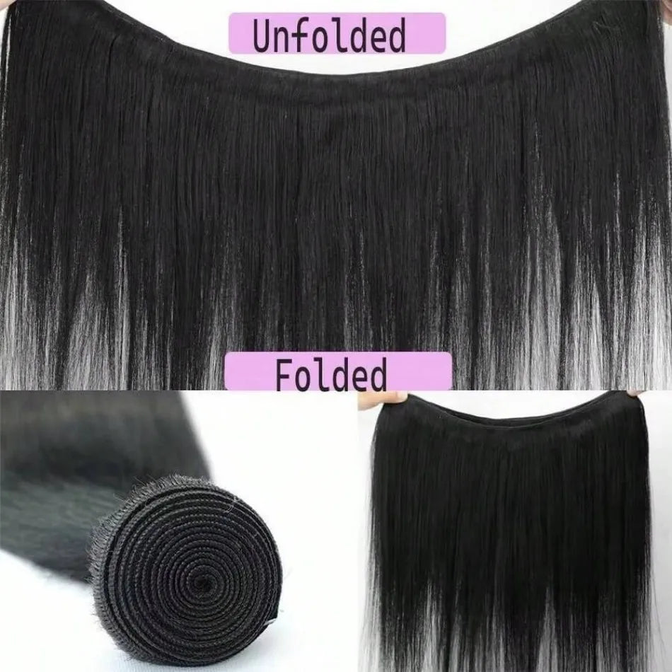Straight Bundles Human Hair Extensions 3 4 Bundles Unprocessed Brazilian Hair 26 Inch Double Weft Weave Natural Black For Women